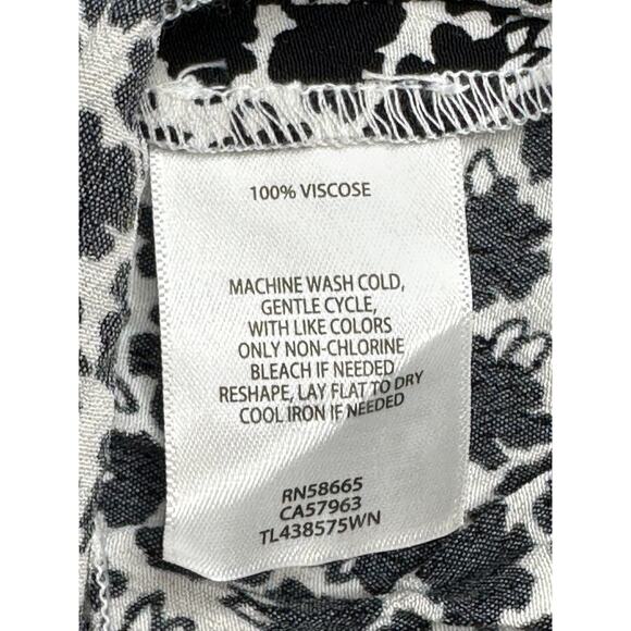 Leith New! Cloud Floral Dress Black White Knee Length Short Sleeve Work Size 2X - Picture 6 of 9